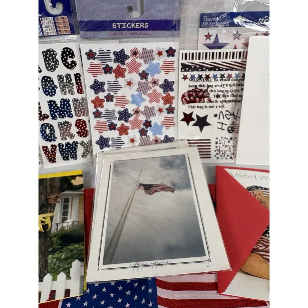Patriotic 4th of July Party Celebration Lot Freedom 250 Americana Cards Stickers